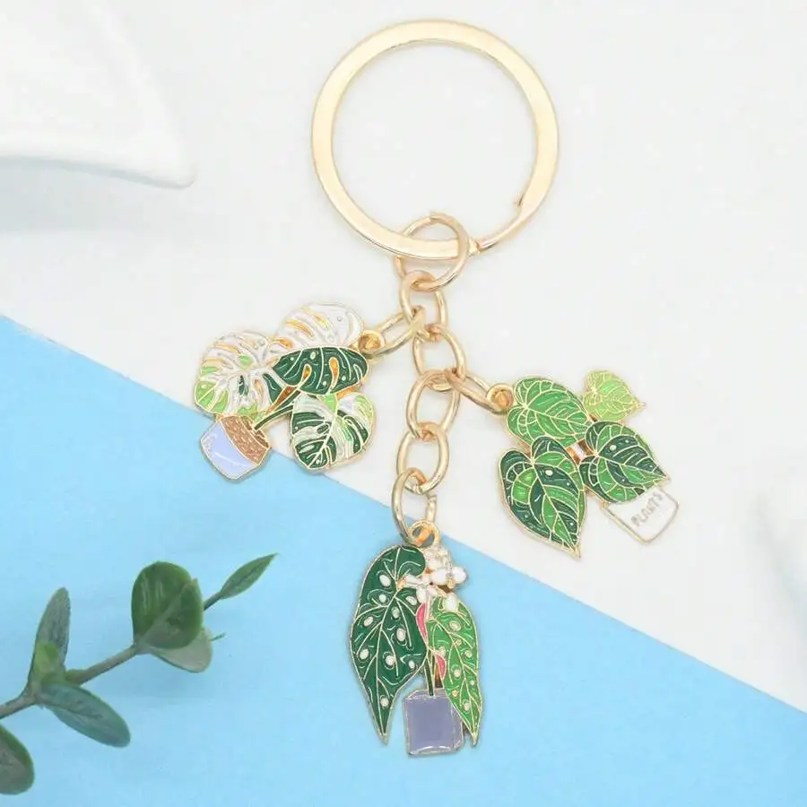 

New Potted Plant Keychain, Creative DIY Potted Plant Combination Keychain, Oil Drop Green Plant Keychain Accessories
