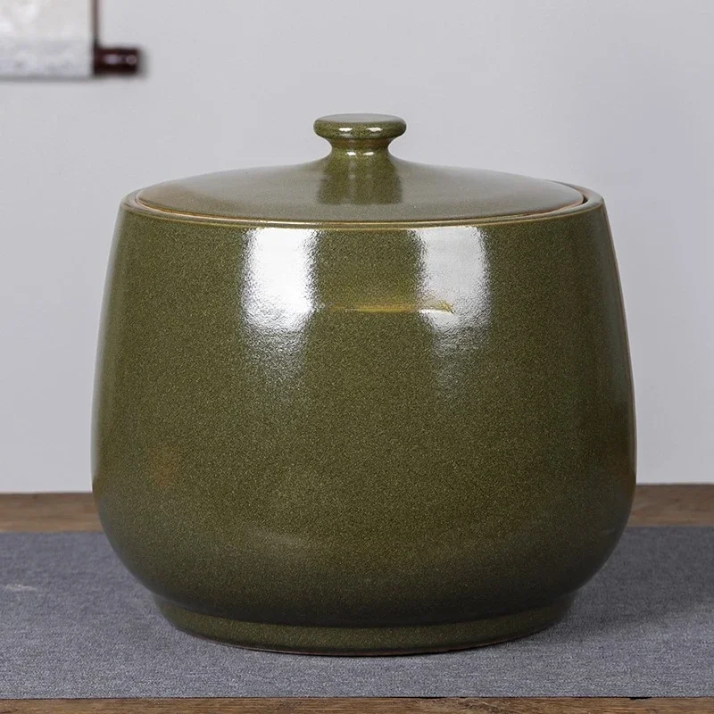 

Ceramic rice tank Rice barrel Oil tank Pickled vegetable jar Tea powder Household 5kg 15kg 25kg Sealed with lid