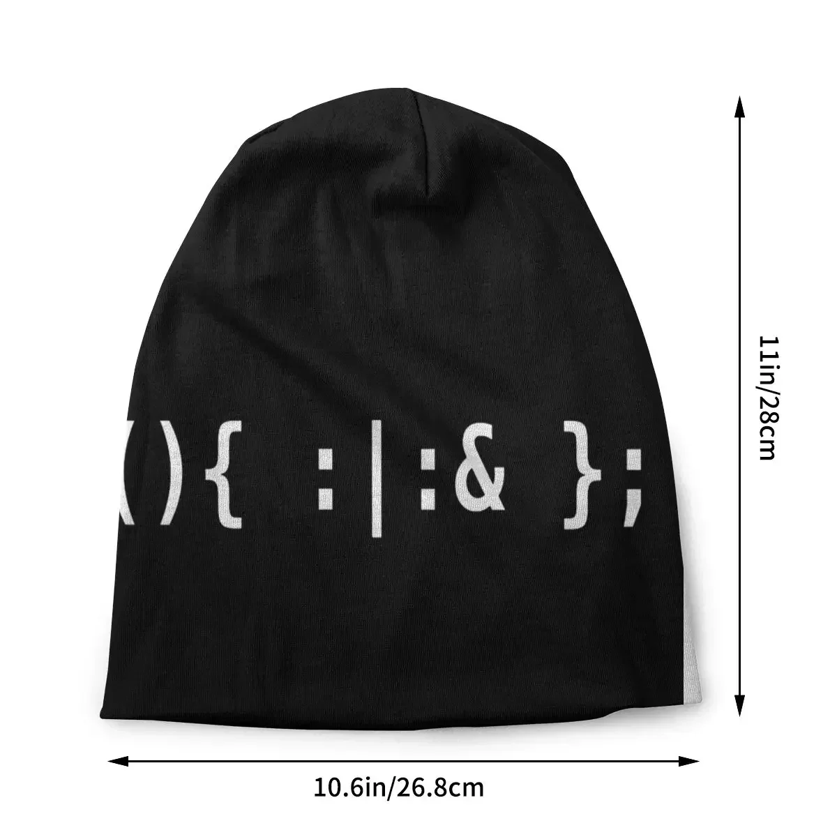 Bonnet Hats Linux Program Men Women's Knitting Hat Bash Fork Bomb  White Text For Unix Hackers  Cap Beanies Thermal Elastic Caps