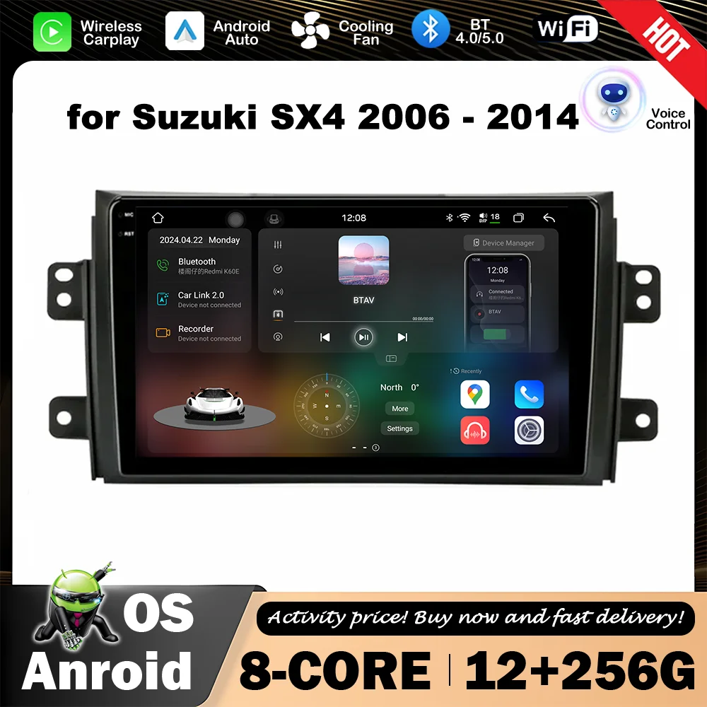 

9 inch Intelligent System Car Radio Multimedia Player Wireless Carplay GPS Navigation for Suzuki SX4 2006 - 2014 WiFi Bluetooth