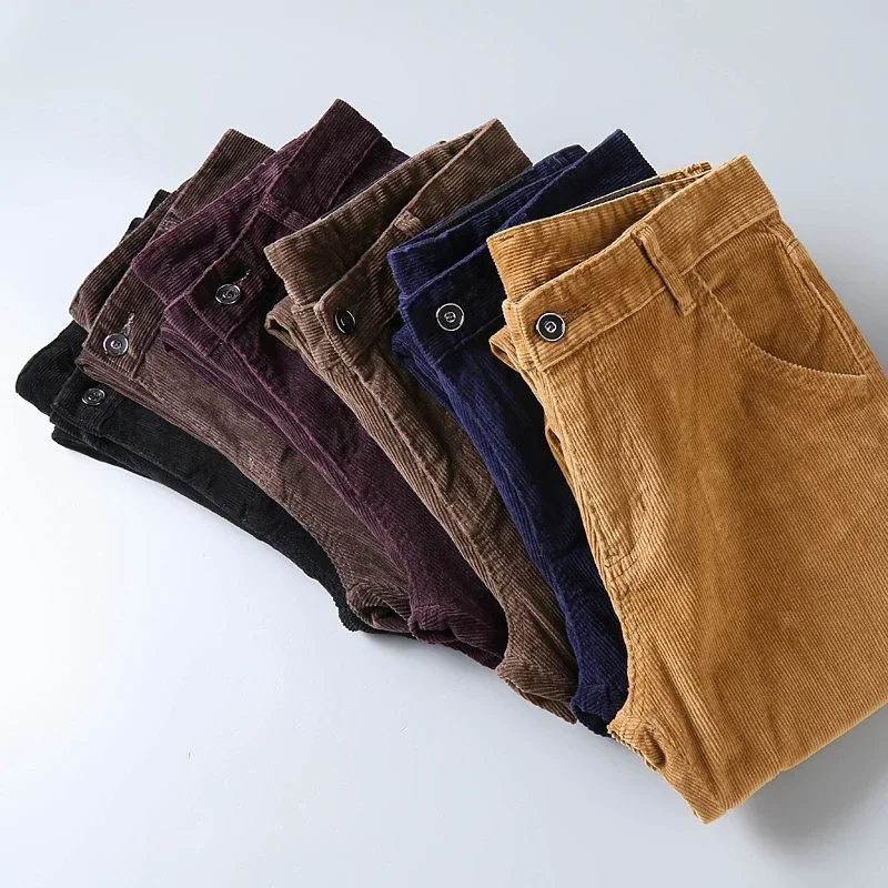 Men's Pant Straight Fit Flat-Front Casual Chino Pants Business Fashion Trousers Male Brand Clothes