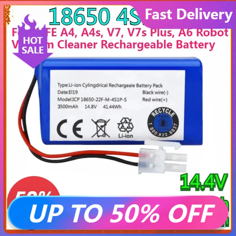 

New Replacement 14.4V 2600mAh Battery for ILIFE A4, A4s, V7, V7s Plus, A6 Robot Vacuum Cleaner Rechargeable Battery 18650