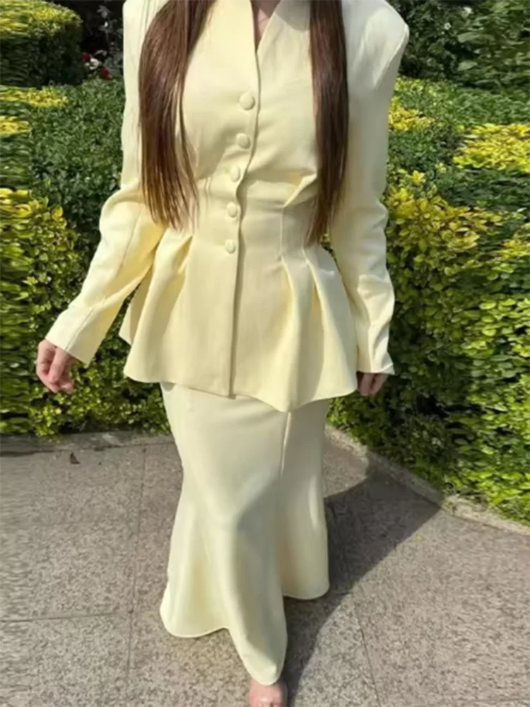 

Осенние офисные женские повседневные юбки с высокой талией, элегантные женские комплекты с длинными рукавами, винтажные однотонные тонкие рубашки и полуюбки, комплекты