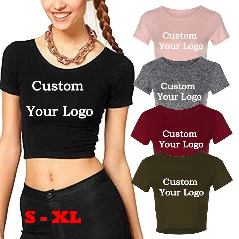 

Customize your logo printed short-sleeved shirt casual women's fashion loose O-neck T-shirt cotton summer tops