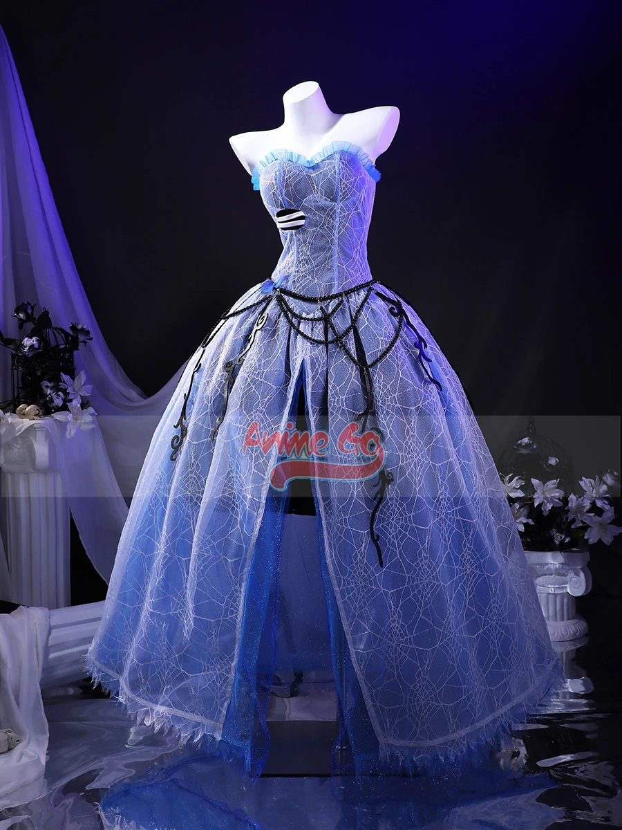 

Victoria Everglot Cosplay Costume Women Wedding Dress Outfit for Halloween Role Play