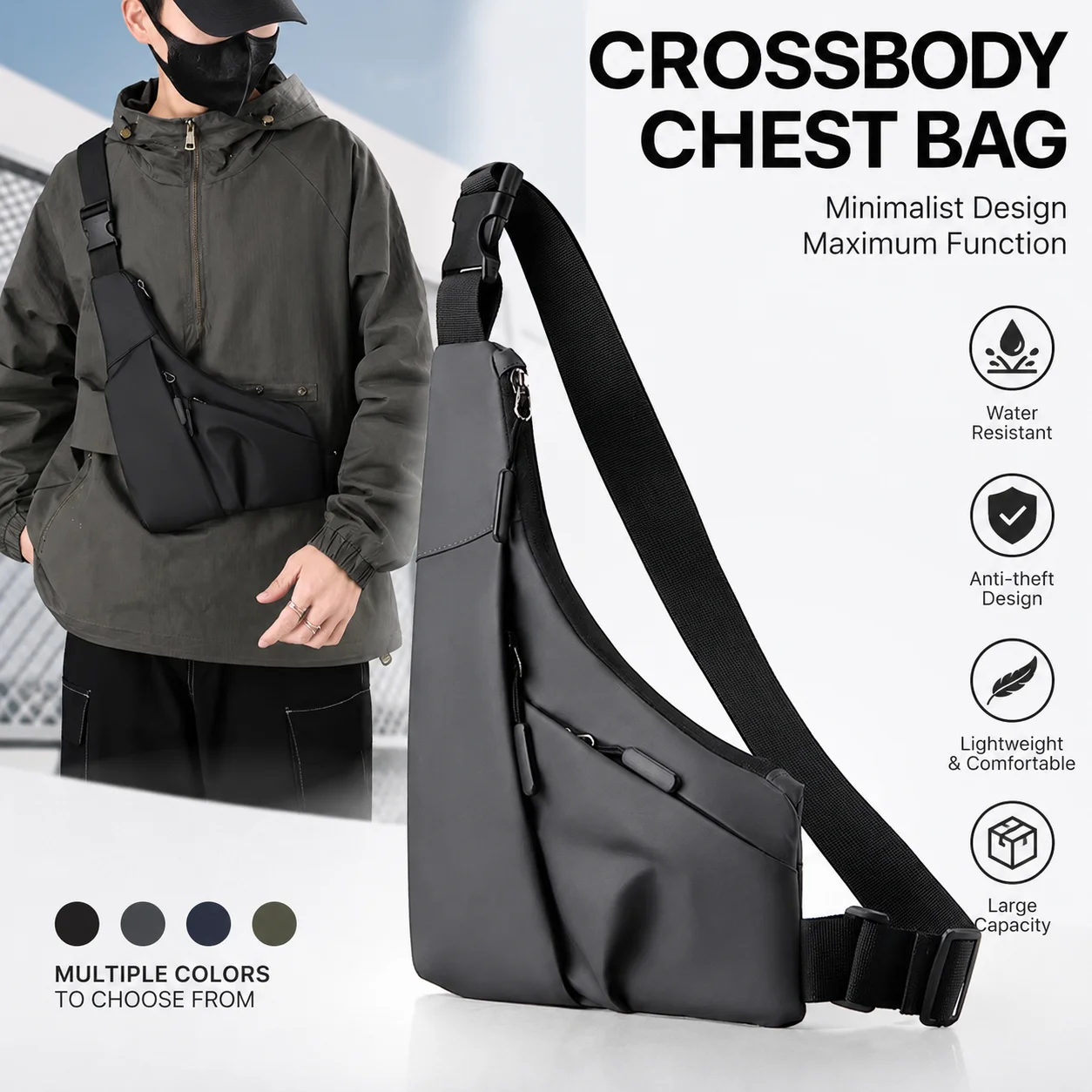 Anti Theft Close Fitting Chest Bag Men's Leisure Leather Film Triangle Bag Crossbody Card Wallet Sports Cycling Riding Sling Bag