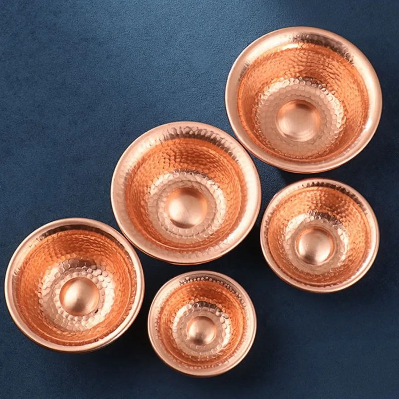 4 Sizes Pure Brass Tibetan Holy Water Cup Relief Copper Buddhist Bowl Auspicious Golden Worship Cup Home Decor Religious Gift