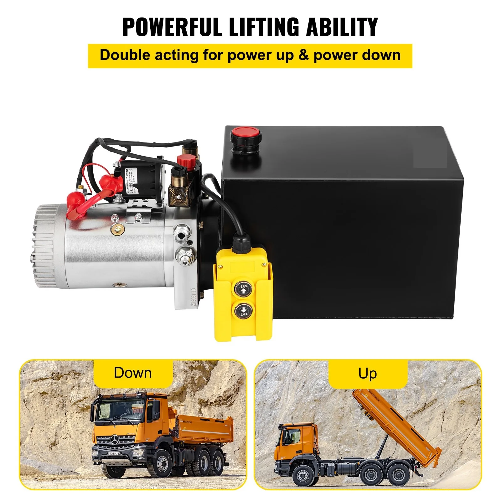 Hydraulic Pump Double Acting Hydraulic Power Unit 12V DC Dump Trailer Pump 3200PSI Hydraulic Power Unit for Dump Trailer Car 12L