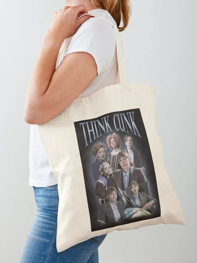 think cunk Tote Bag Women's shopping bag shopping cart bags supermarket folding bag Big Canvas Tote