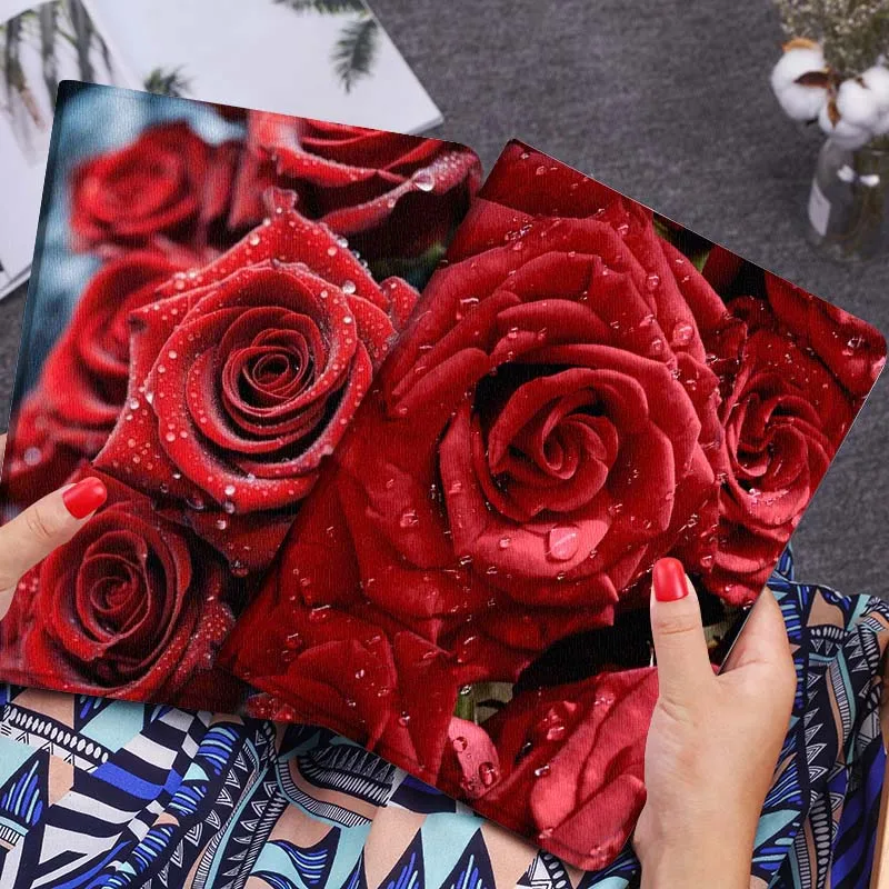 

Red Roses With Waterdrops Gift Tablet Case For Lenovo Xiaoxin Legion Pad Tab Pro GT Y700 Gen4 2 11 P11 M10 K10 3rd Plus Gen