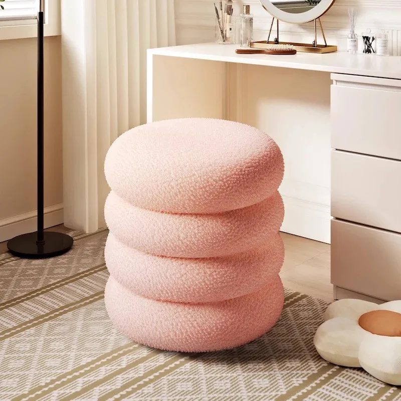 

Makeup stool chair Ottoman storage upholstered bench Vanity chair Round Bedroom stools Modern Sofa stool space saving furniture