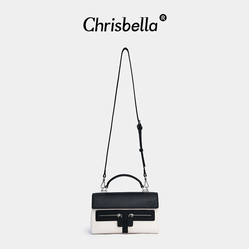 

Chrisbella Leather with Canvas Lychee Leather Fashion Women's Leather One Shoulder Crossbody Handbag