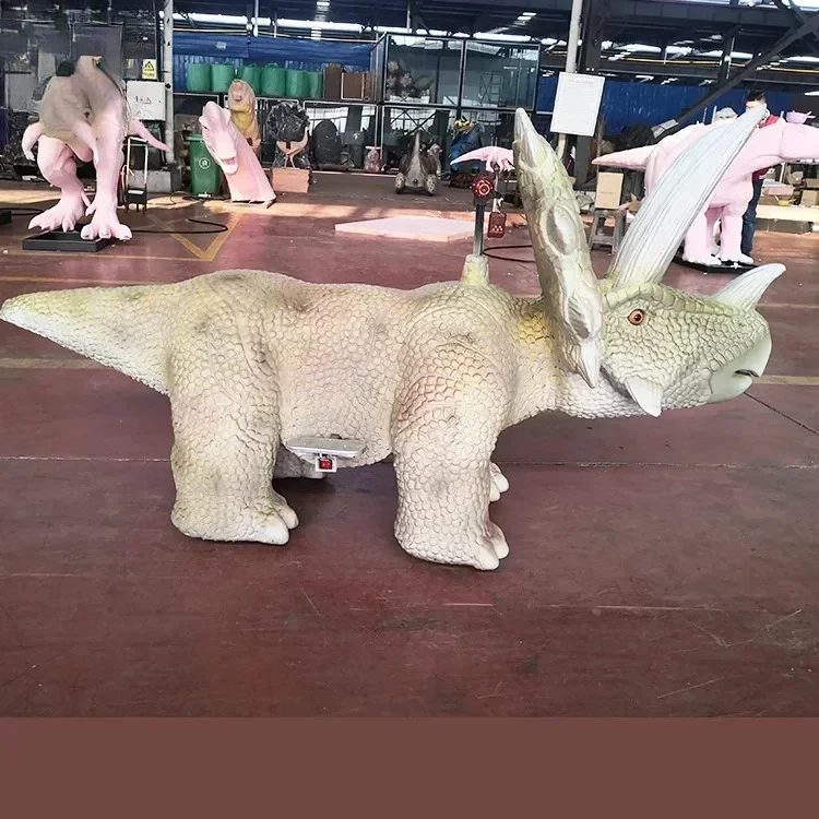 Amusement Park Animatronic Dinosaur Ride On Toy Electric Walking Dinosaur Scooter For Kids