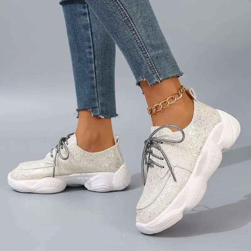 أحذية رياضية نسائية 2025 خريف جديد مزين بالترتر نمط مسطح مصمم الجري السفر أحذية رياضية مريحة غير رسمية Zapatos Mujer #6