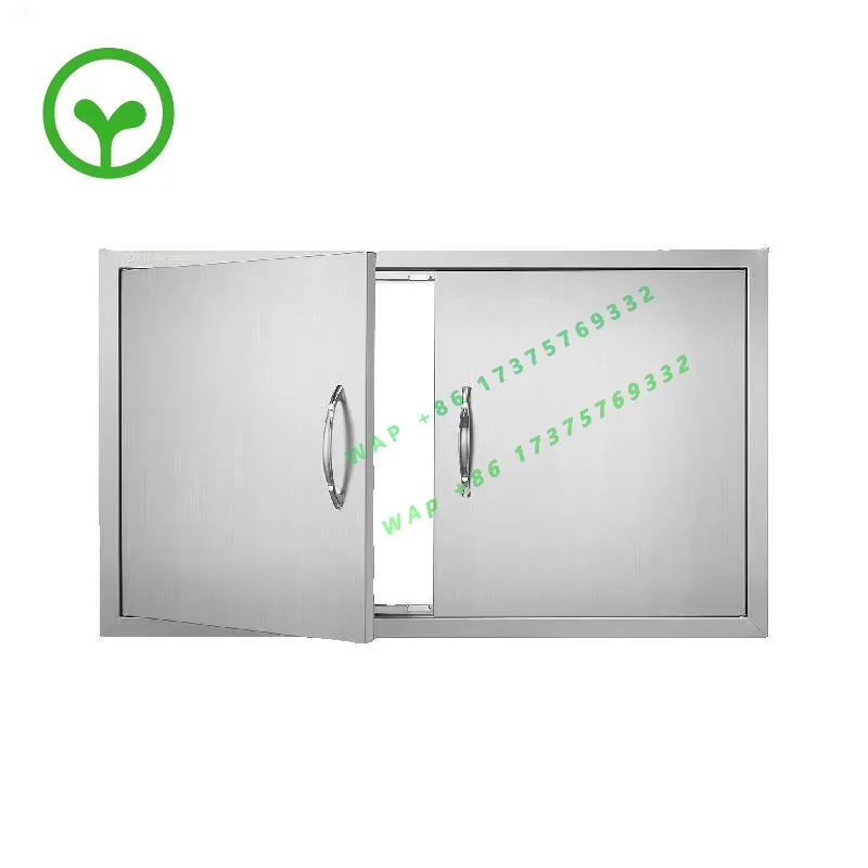 【Premium】SucceBuy BBQ Access Door Double Outdoor Kitchen Stainless Steel Flush Mount Door for BBQ Island Grilling Station Outsid