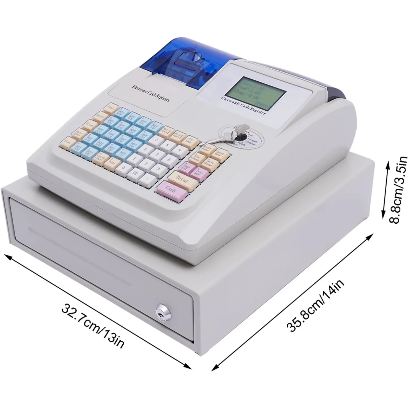 نظام تسجيل المدفوعات النقدية نظام إدارة النقدية ماكينة تسجيل المدفوعات النقدية الإلكترونية مع درج النقود، مفاتيح وكلمات المرور للفتح، 7 طرق للدفع