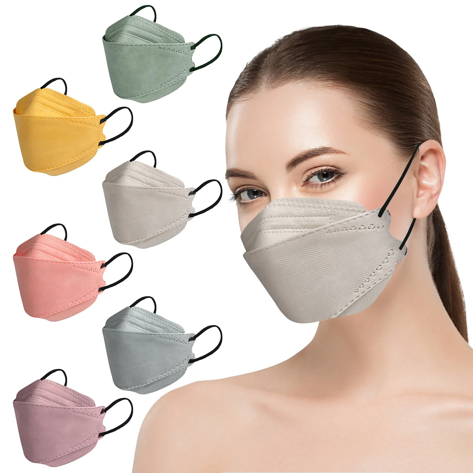 Face Mask Fish Type 3d 4-Ply Solid Color Disposable  Masks Navidad  Adult Covers Fashion Mouths Mascarillas Desechables