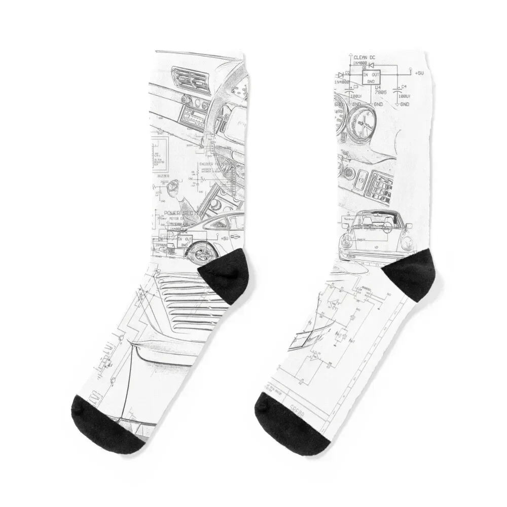 

Automotive schematic engineering Socks Crossfit designer brand golf Girl'S Socks Men's