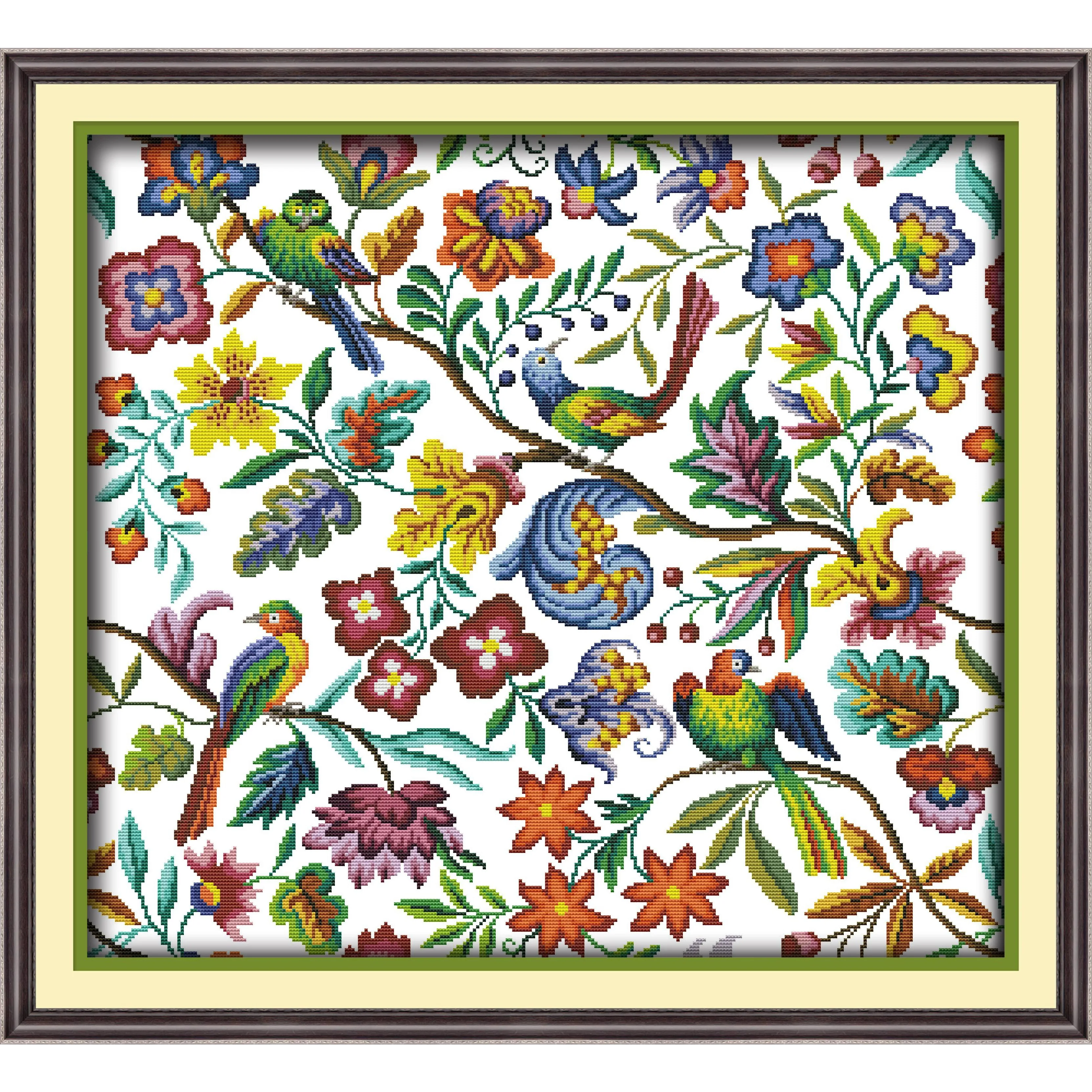 News Pre-Printed Cross Stitch Kit, Stamped Aida Fabric With DMC Threads, Embroidery Kit - Birds' Twitter