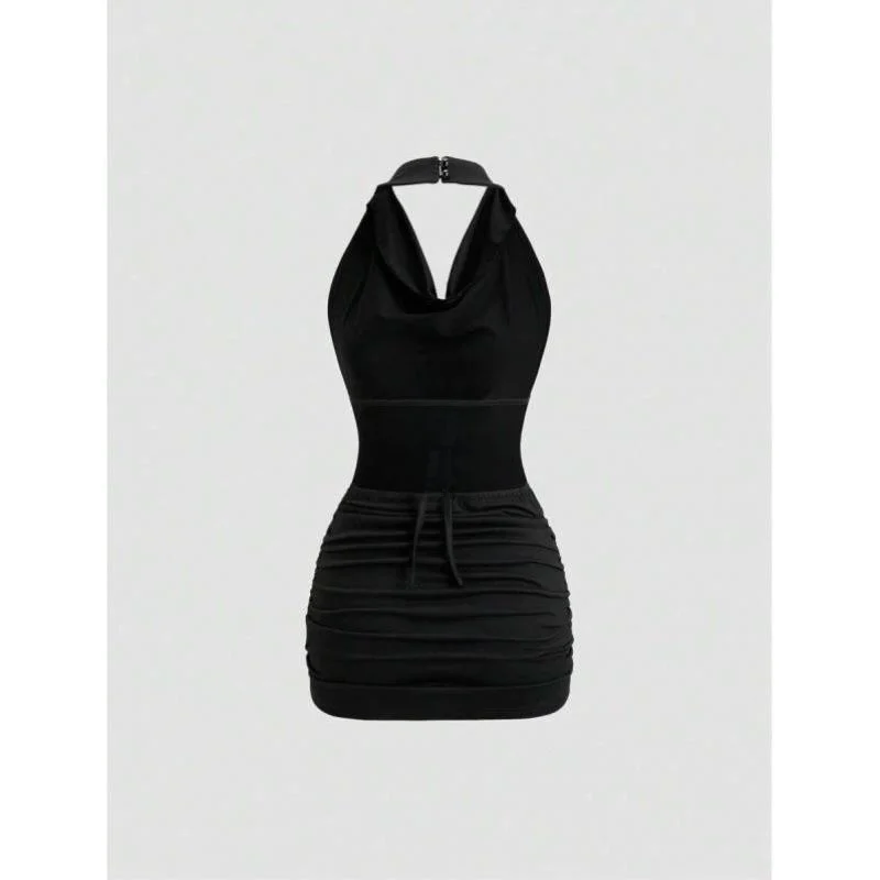 

New W 750 V 53666 Deep V Strapl Svel Skirt Tight Fit Faionable Casual Sportswear Autumn Season Seven Sve