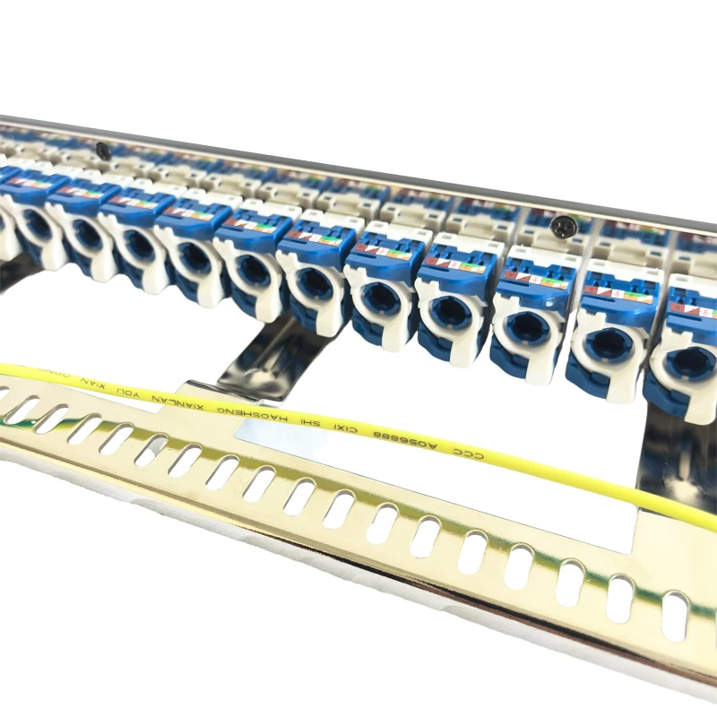 Panel Patch Tanpa Alat dengan 24 Colokan Soket Modul Jack Keystone CAT6 RJ45 Bebas Alat untuk Braket Internet Rak 19 "Inci