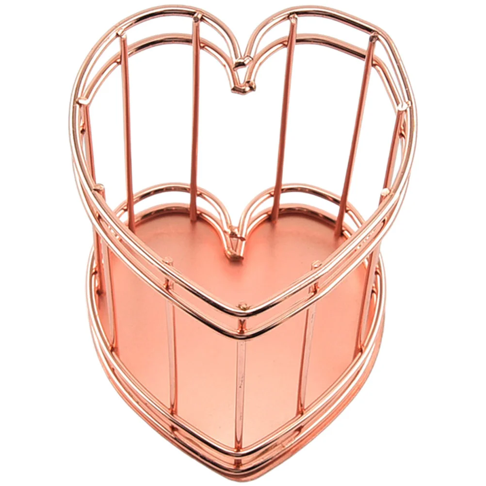 Iron Heart Pen Holder Pencil Cosmetics Bucket Desktop Brush Nordic Holders Stainless Steel for Pot Office Makeup