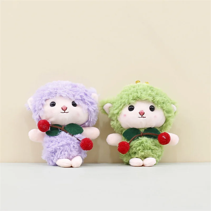 Cute Cherry Lamb Doll Keychains For Bag Pendant Cute Small Sheep Plush Keychain Funny Lamb Plush Toy Pendant Keyring