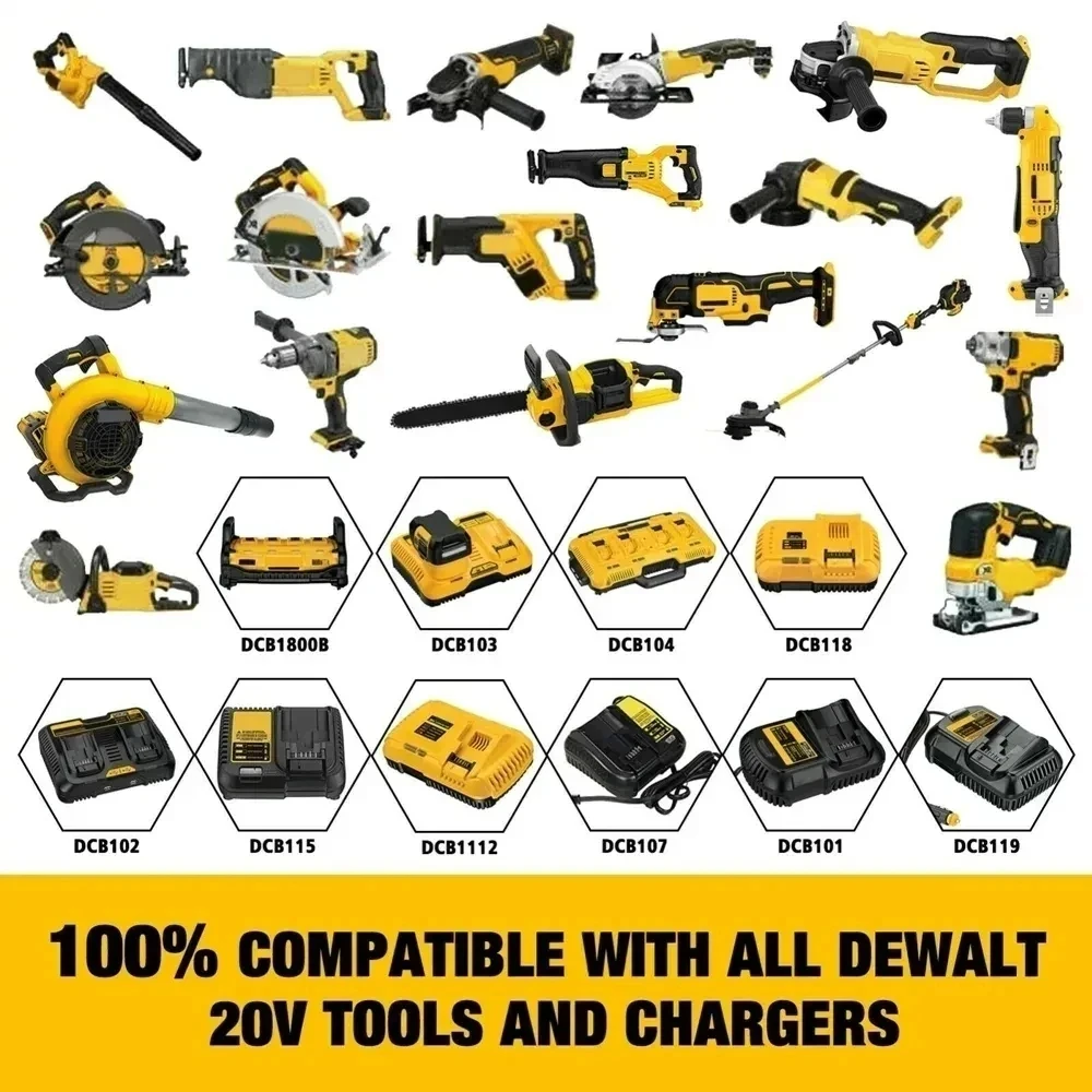 New 100% Original 18000mAh 20V for Dewalt Power Tool Battery DCB206 20V 18.0Ah Battery DCB206 20V Battery DCB205 DCB204-2