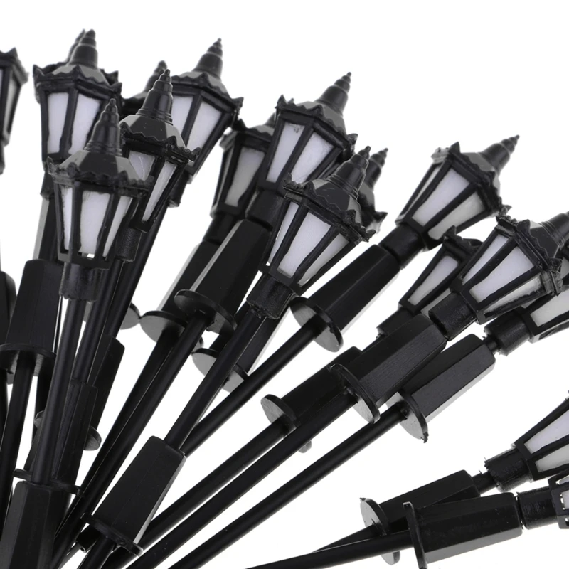 Q0KB 20pcs Layout Lamppost Model LED Lamp Railway Train Scenery Table War Game