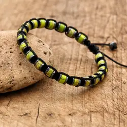 Handmade Green Imperial Stone Hematite Beads Braided Bracelet Bohemia Punk Friendship Charm Bracelet Bangle Couples Jewelry