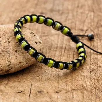 Ręcznie robiona bransoletka z zielonych koralików z hematytu Bohemia Punk Friendship Charm Bransoletka Bangle Biżuteria dla par