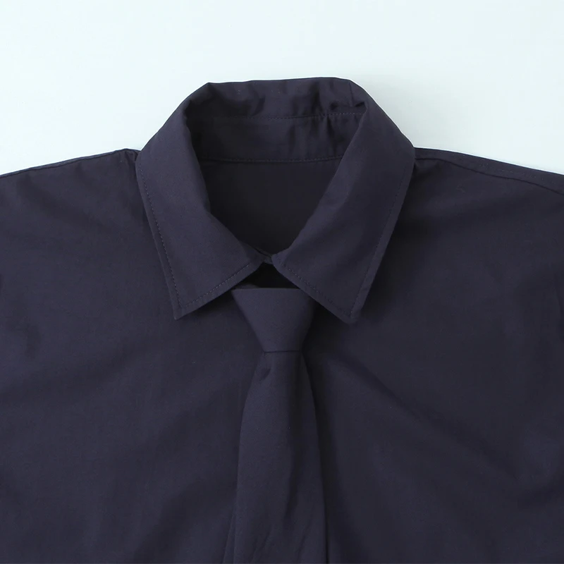 Willshela Women Fashion With Tie Navy Blue Single Breasted Blouse Vintage Lapel Neck Long Sleeves Female Chic Lady Shirts