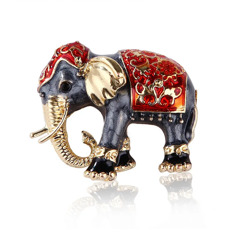 

Classic Vintage Colorful Elephant Brooch Pins Female Charm Metal Enamel Animal Brooches for Women Temperament Jewelry Gifts