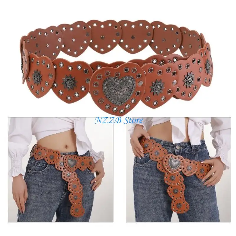 

T21F Fashion Girls Women Waist Slimming Belt with Metal Heart Disc Buckle Waistband