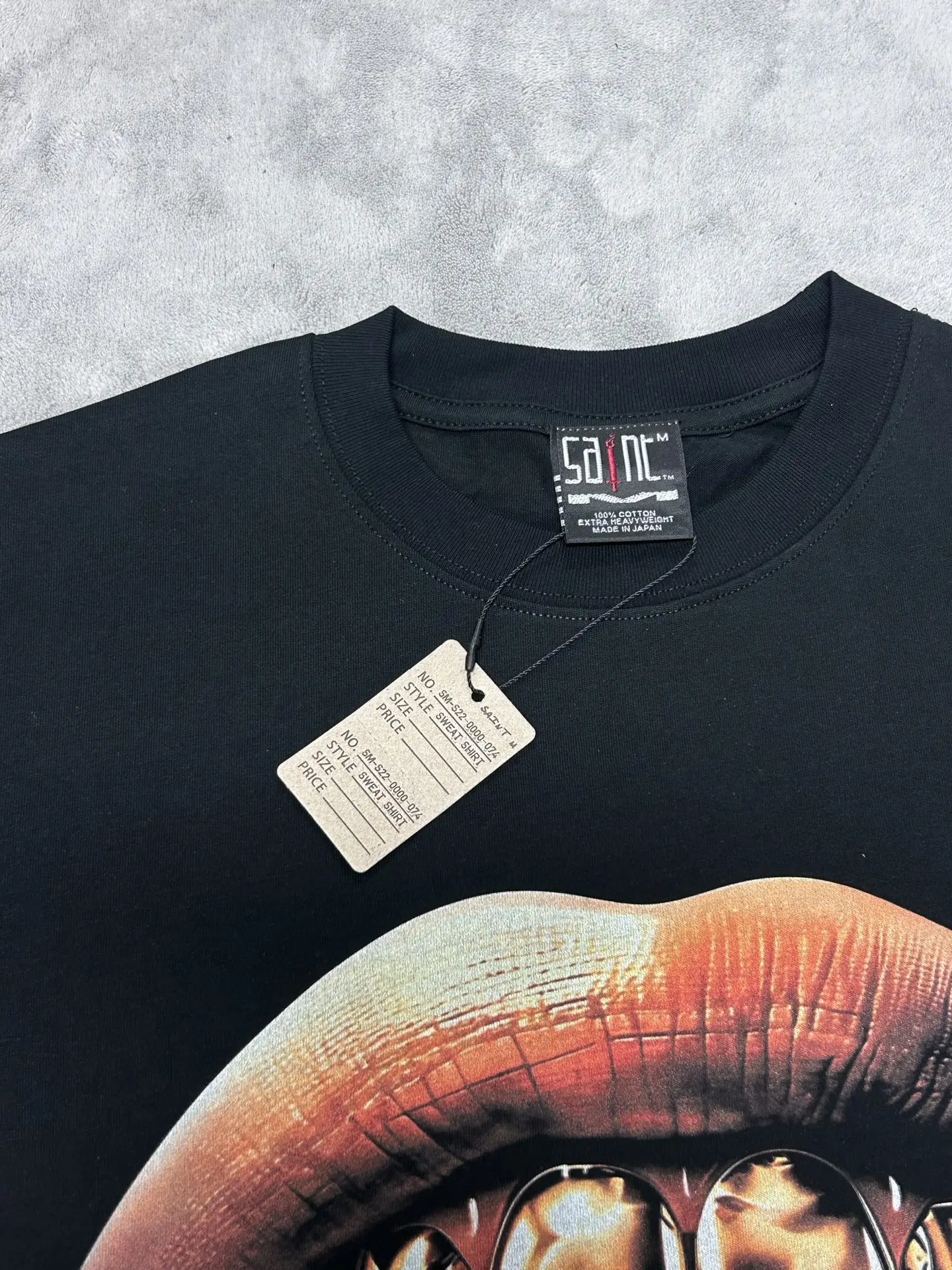 SAINT Lips Gold Teeth USD Print T Shirt For Men Women Tee Tops T-Shirt