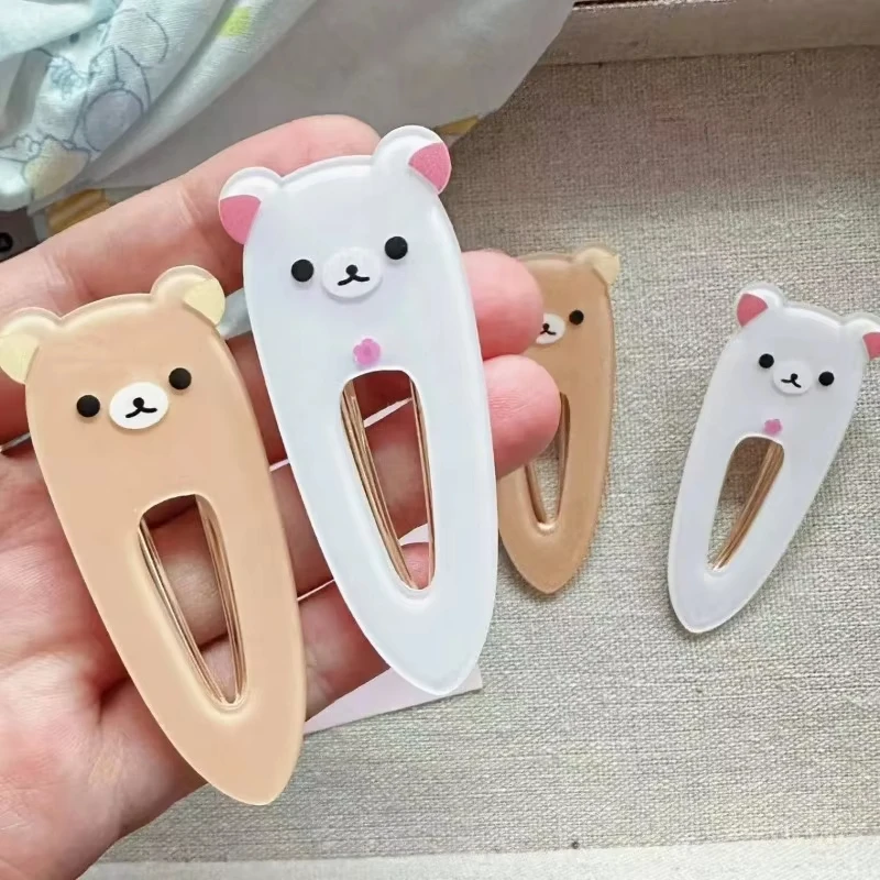 2pcs Cute Relax Bear Hairpin Anime Cartoon Brown Bear Alligator Clip Korilakkuma Hair Clips Student Girls Hair Accessories Gift