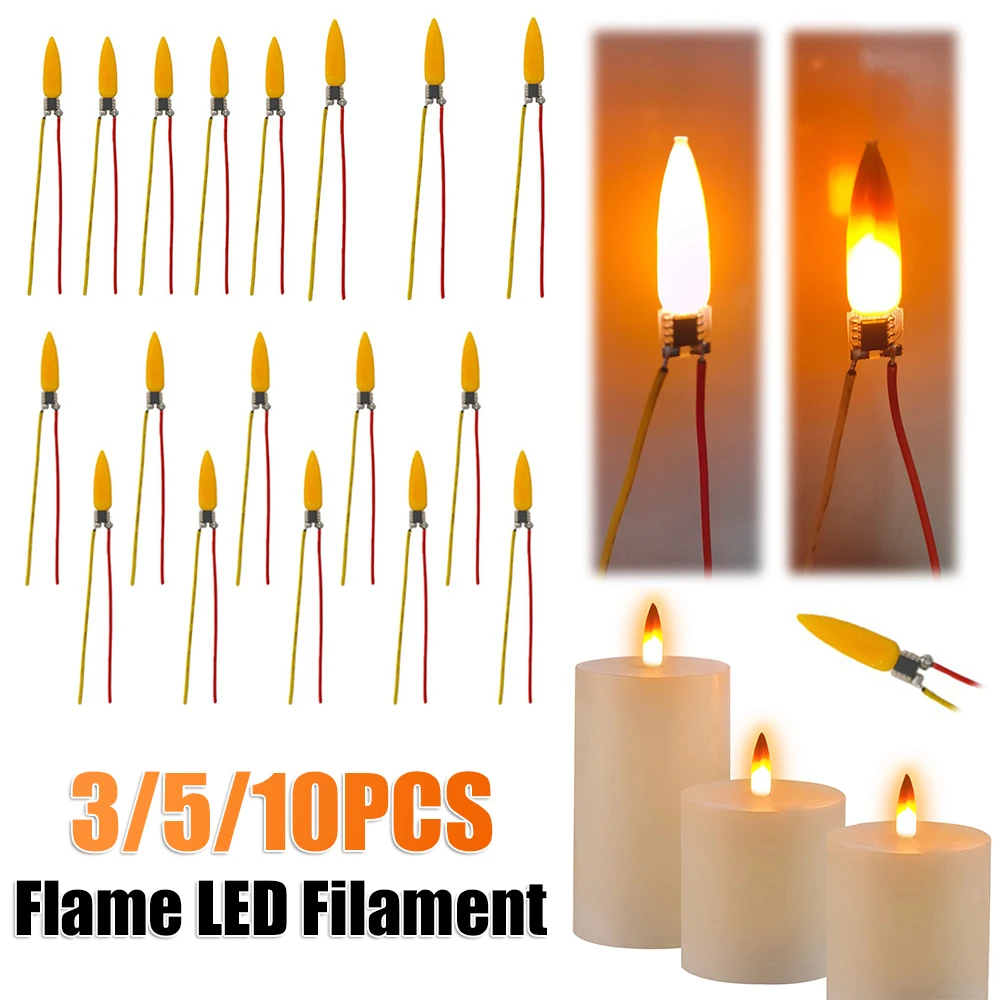 3/5/10 قطعة لهب مصابيح كهربائية 2200K ديود ضوء لمبة اكسسوارات 3 فولت LED لهب تأثير المصباح الكهربائي لزينة حفلة عيد الميلاد