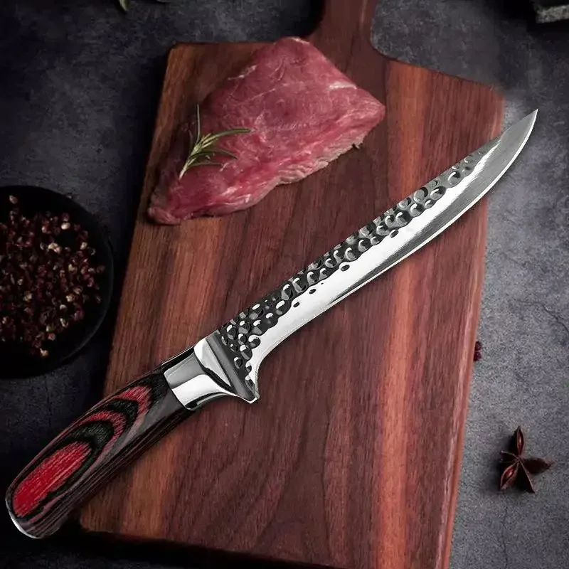 Stainless Steel Boning Knife Barbecue Knife  High Carbon Butcher Knife Japanese  Kitchen Knife Wood Handle Meat Cleaver