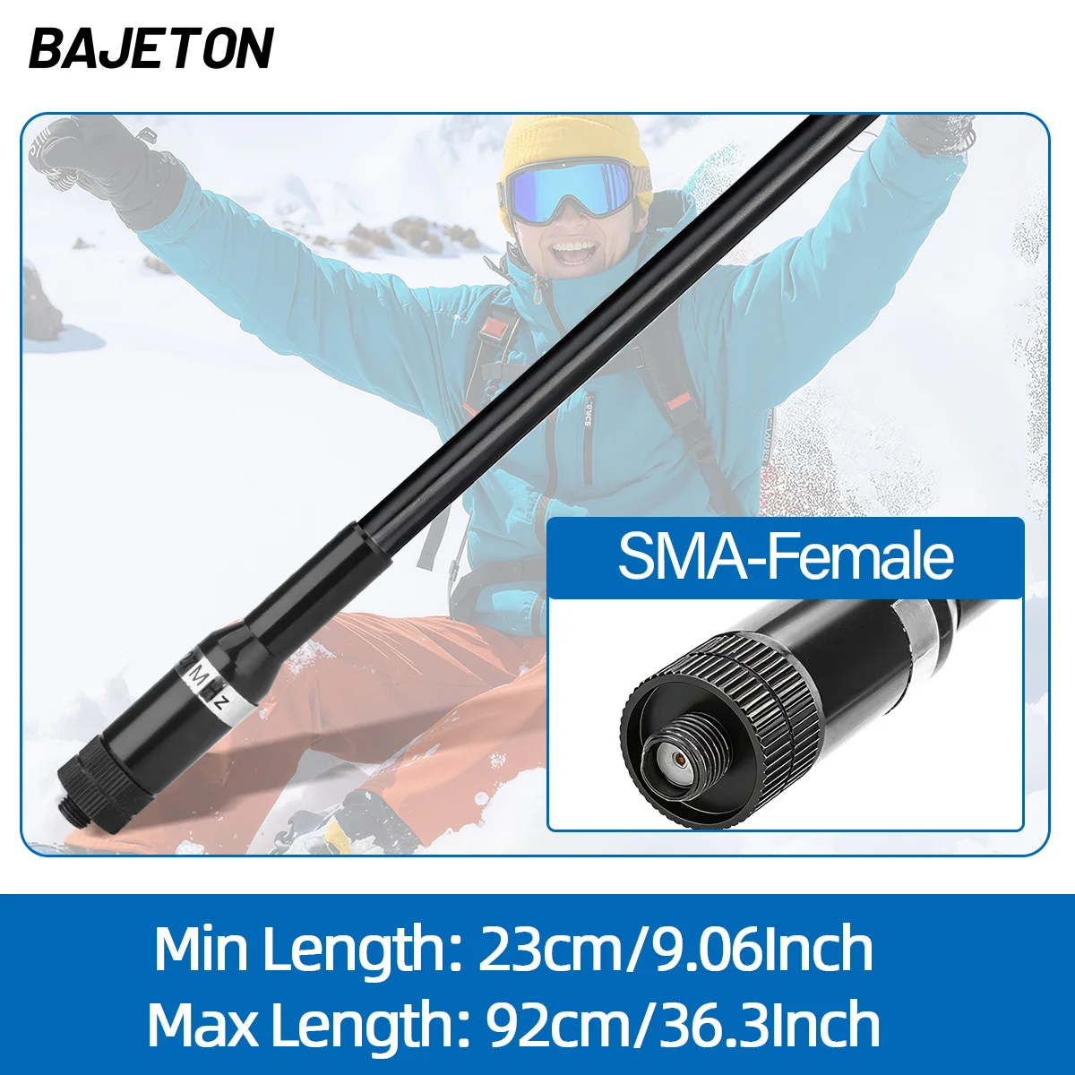 BAJETON 27MHz SMA-Female Handheld Telescopic CB Antenna For BAJETON BJ-9000 BJ-7800 BJ-8300 Radtel RT-950Pro Walkie Talkie - view 3