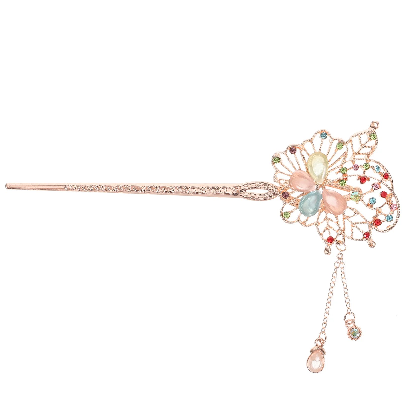

Rhinestone Hairpin Vintage Chinese Style Floral Pins Updo HairDecoration Crystal Design For Party Casual Wear Hair Chopsticks