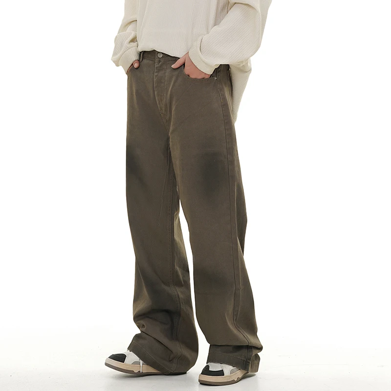 High Street Korean Style Straight Jeans Boys Classic Retro All-Match Street Fashion Hip Hop Loose Drooping Casual Trousers