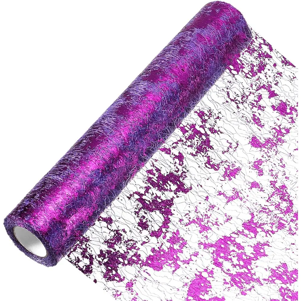

Темно-фиолетовая дорожка для стола 11 x 360 дюймов, металлическая фольга, тонкая сетчатая дорожка для стола в рулоне для вечеринки, дня рождения, свадьбы, Chr