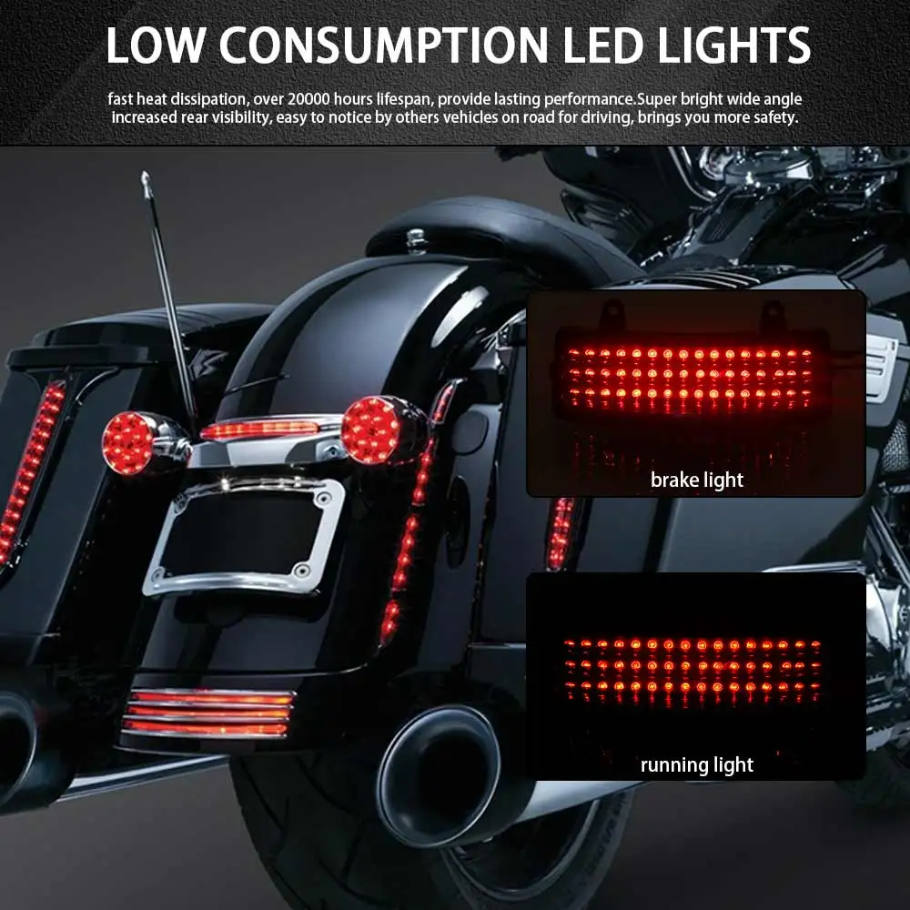 For Harley Street Road Glide Road King Special FLHX FLTR 14-18 Motorcycle Tri-Bar LED Tail Light Rear Brake Turn Signal Lamps