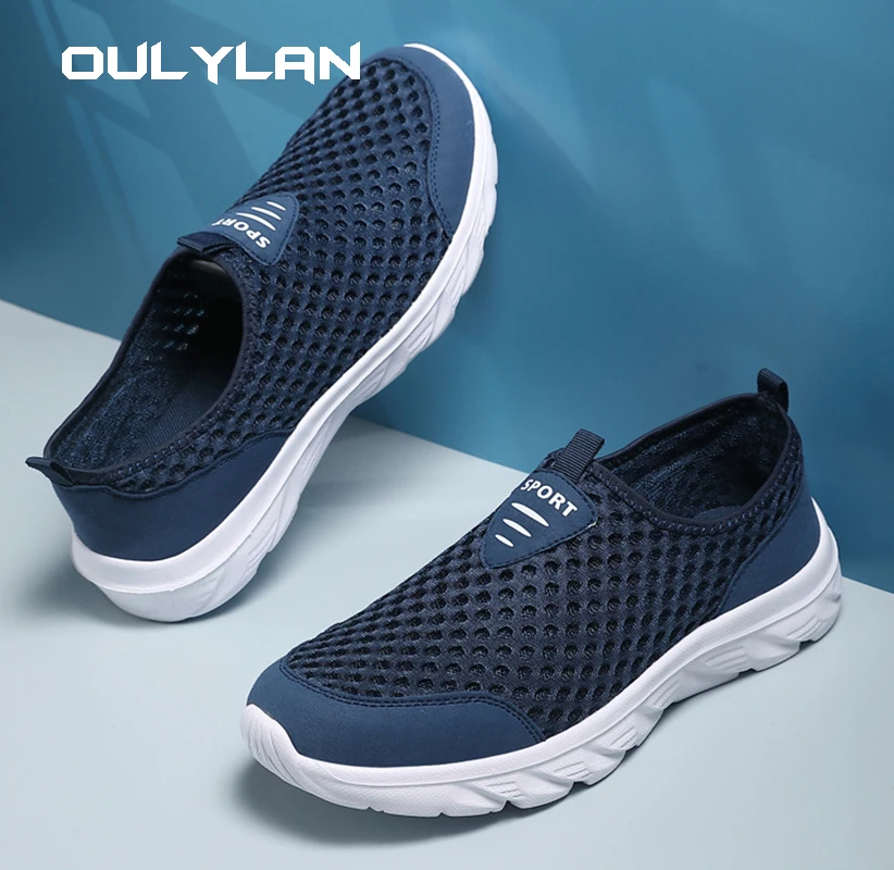 2024 Men Sport Shoes Lightweight Breathable Slip on Casual Sneakers Anti-slip Men's Flats Soft Outdoor Walking Shoes