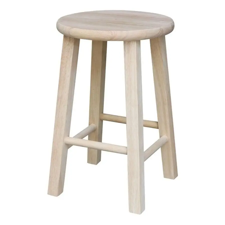 

Round Top Stool18 Seat Ht, 12W x 12D x 18H, Solid Parawood, 18H, 225 lb Wt. Capacity, Kitchen Dining, Fully Assembled, DIY, Pain