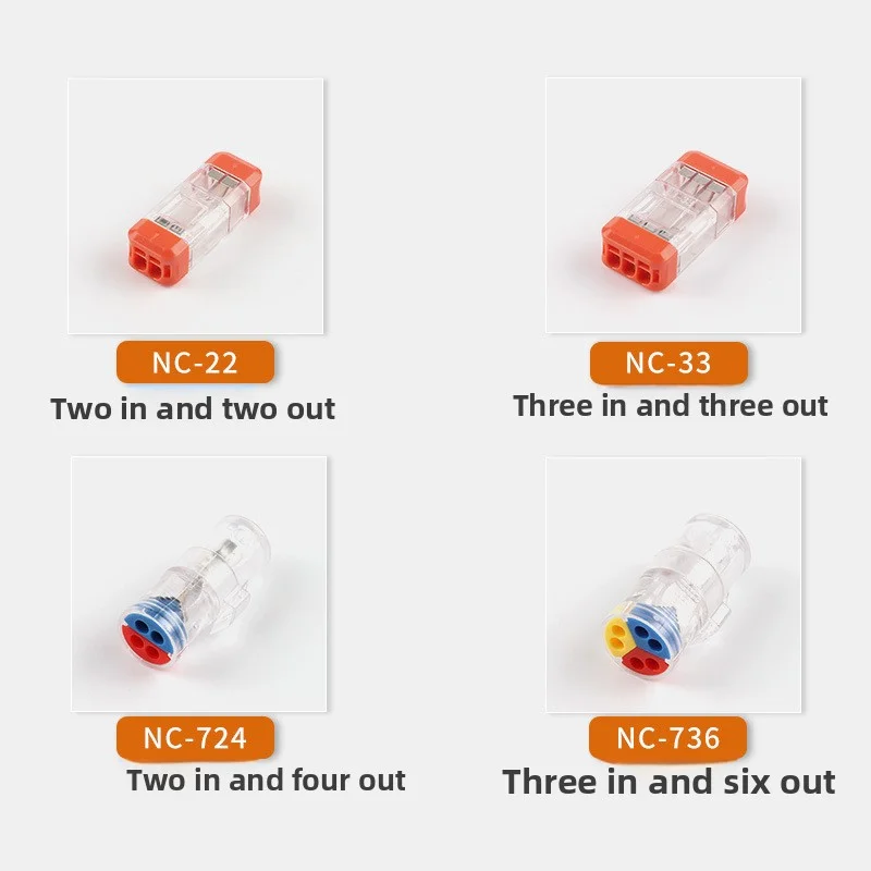 10Pcs 22 AWG Push-In Wire Splice Connectors, Lever Action Quick Terminals For Home Electrical & DIY Wiring (600V)
