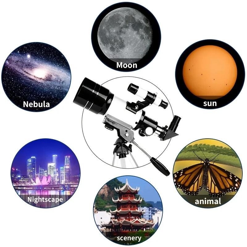 70mm Table Astronomical Telescope 150X Beginners Monocular Moon-watching Telescope with Tripod Child Birthday Gift Telescope