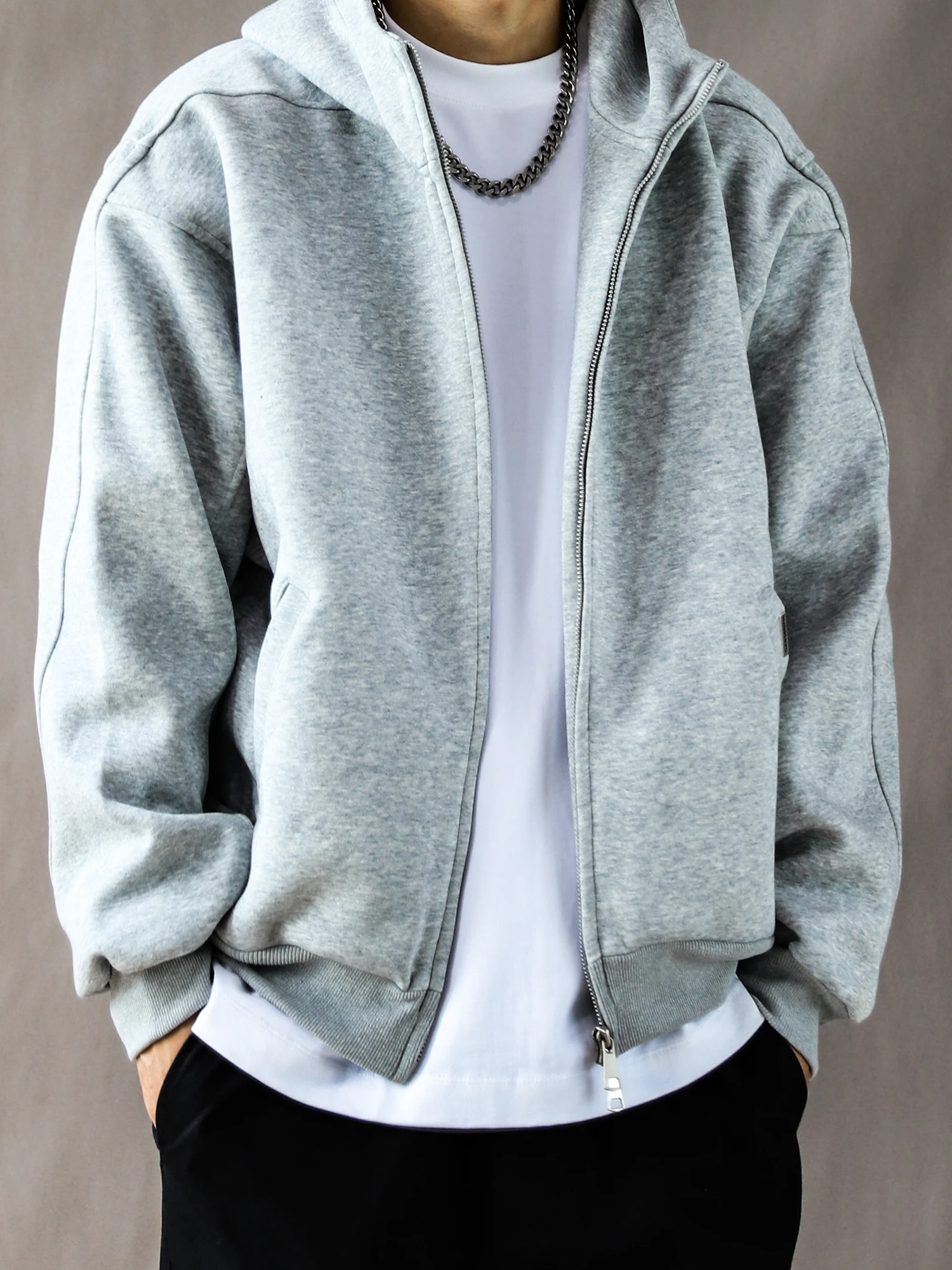 

American Sle Heavyweight Zipper Hoodie Men's ey Casual Spring Top Youth Cotton Blend Garment No Brand Registered Trademark