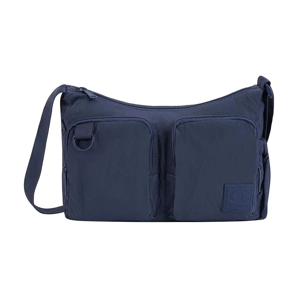

Quartz Small Messenger Bag in Crinkle Nylon with Adjustable Strap, Water Bottle Pocket for Work, Travel, Commute