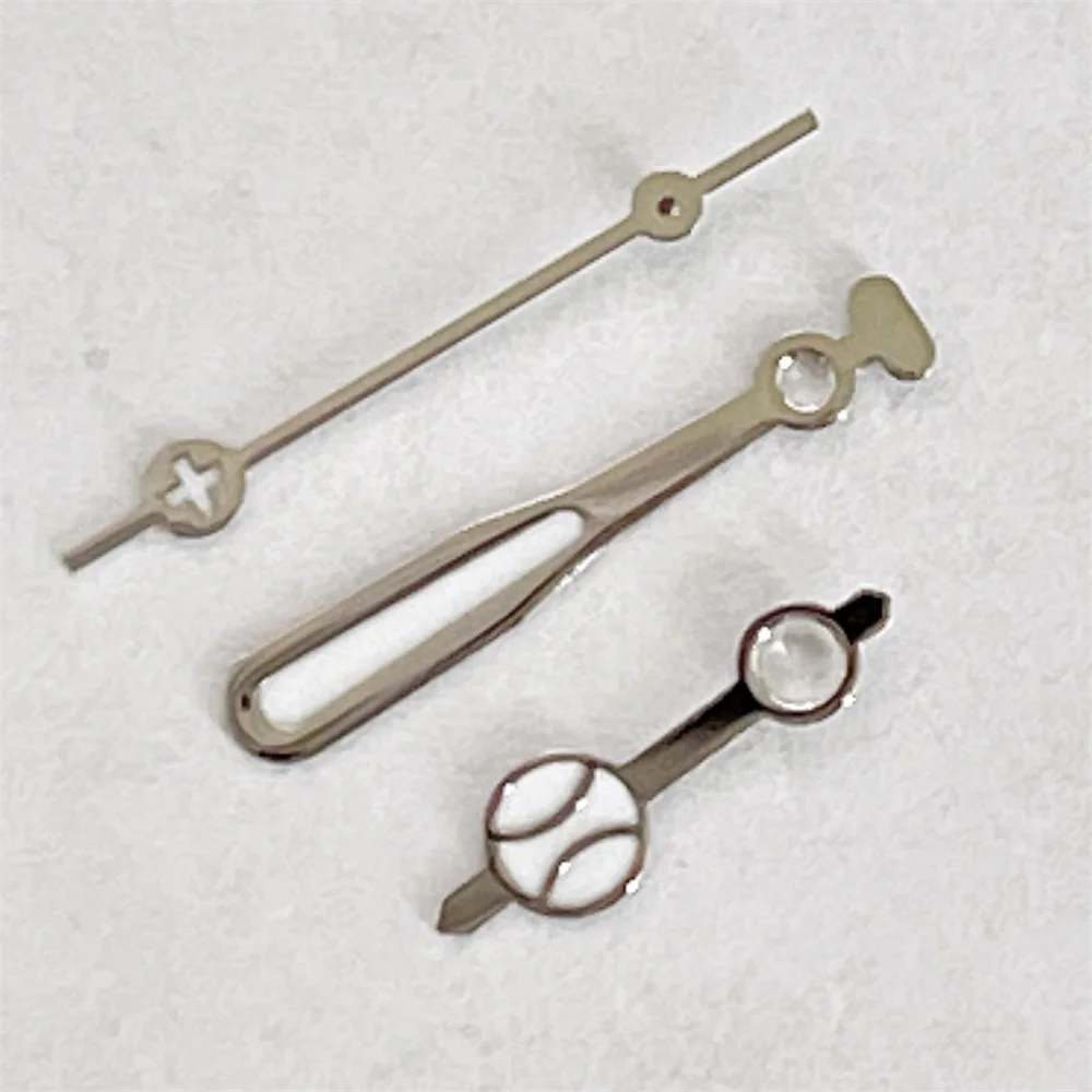 NH35 Hands Green Luminous Watch Hands, for NH35/NH36/4R/7S Movement, Baseball Shape Design Pointers, Silver/Gold/Rose Needles